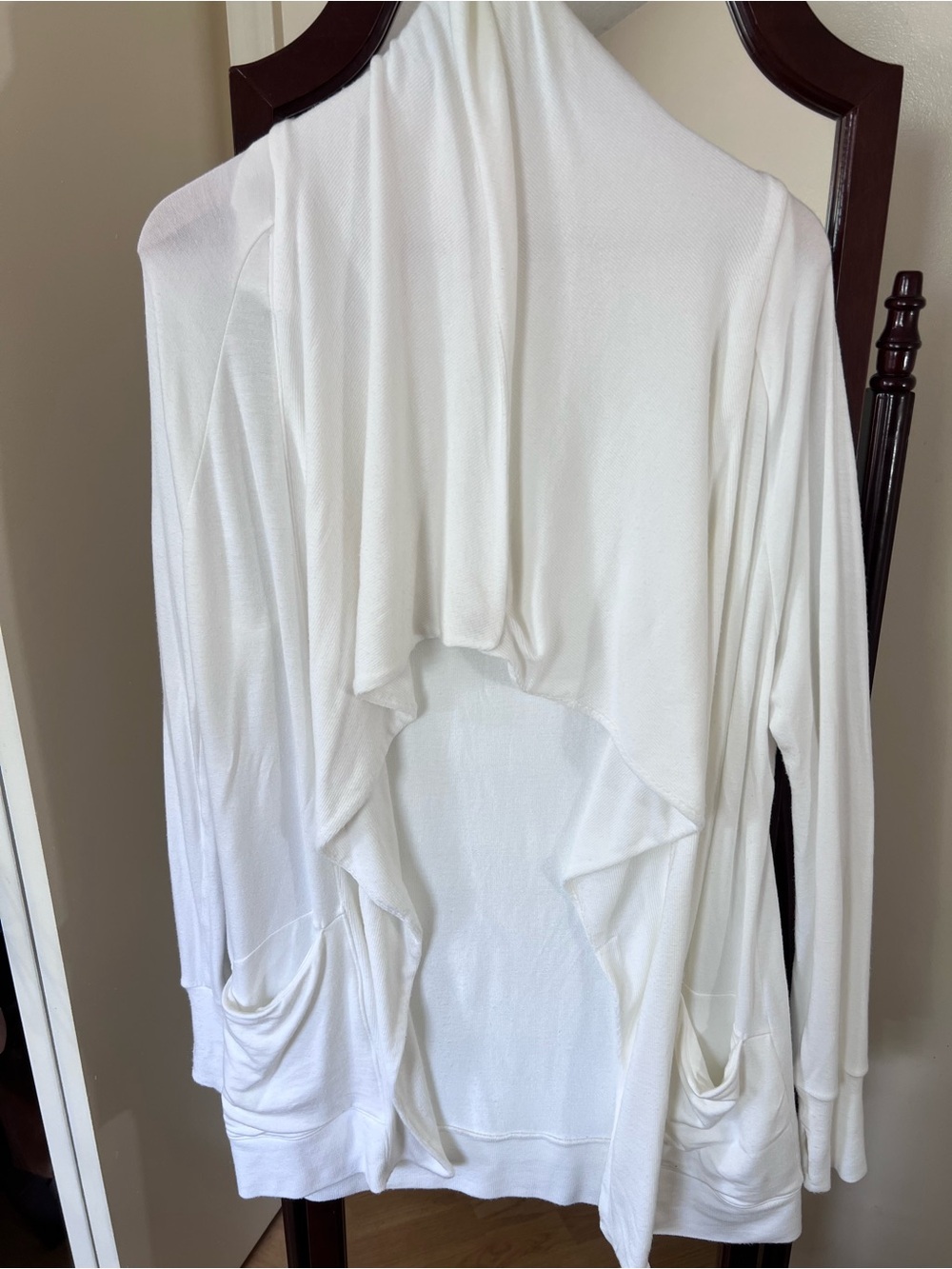 Athleta White Draped Open-Front Lightweight Cardigan